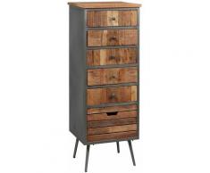 Altobuy - LEONARD - Chiffonnier 6 Tiroirs Acier et Bois Massif