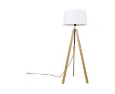 Lampadaire Moderne abat-jour bois lin blanc trépied 45 cm - Telu Moderne Luminaire interieur - Qazqa