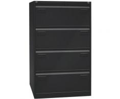 Certeo - Bisley Classeur pour dossiers suspendus LIGHT, à 2 rangées - 4 tiroirs, format A4 - noir |