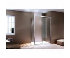 Paroi de douche en coin avec porte coulissante en verre véritable - EX504