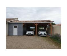 Cpbf - Abri Deux Pentes Faitage Décalé Adossé, 550cmx400cm, Bois douglas Français, Carport, Auvent,