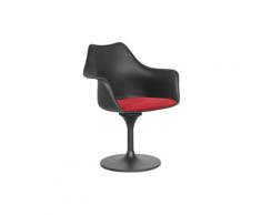 Chaise Tulipe pivotante - Simili Cuir - Coque Noire Rouge