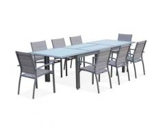 Salon de jardin table extensible - Philadelphie Gris clair - Table en aluminium 200/300cm, 8
