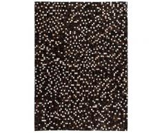 Asupermall - Tapis Cuir Veritable Patchwork 160 X 230 Cm Carre Noir/Blanc