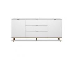 GÖTEBORG Buffet bas - Style scandinave - Décor chene et blanc - L 180 cm