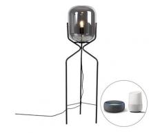LED Lampadaire intelligent noir avec verre fumé WiFi A60 - Bliss Design Luminaire interieur - Qazqa