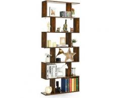 Bibliothèque, ?tagère de Rangement à 6 Niveaux en Forme S de Style Industriel avec Dispositif