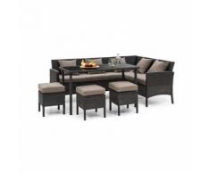 Blumfeldt Titania Lounge Salon de jardin complet polyrotin noir & marron