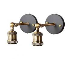 Applique murale en laiton, Rétro murale Lumière ronde rustique rétro lampe pendante E27 (ampoule