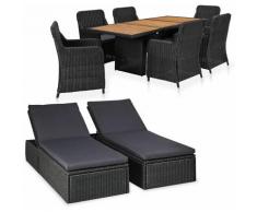 Hommoo Salon de jardin 9 pcs Résine tressée Noir HDV45582