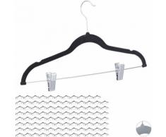 96x Cintres en velours, pinces clips manteaux pantalons robes vêtements, crochet 360°, 43 cm,
