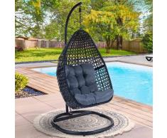 Idmarket - Fauteuil lune suspendu ajouré avec coussin gris