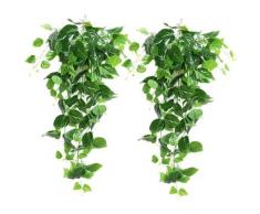 2 pièces plantes artificielles suspendues, 90 cm faux lierre suspendu feuilles vertes de Scindapsus