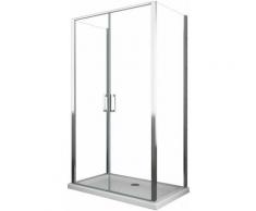 Cabine de douche Saloon de 6 millimètres trois faces H.190 avec deux murs fixes et une porte