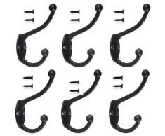 6PCS Patère Porte Manteau Murale Vintage Crochet Métal De Porte Chapeau Crochet Rétro pour
