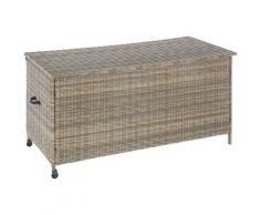 Coffre de rangement pour jardin Bayana - Résine tressée - 700 L - Marron naturel