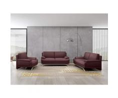 Ensemble salon en cuir marron 3+2+1 places ROMEO