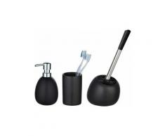 WENKO Set Accessoires Salle de Bain, Distributeur Savon Liquide, Porte Brosse à Dent, Brosse WC,