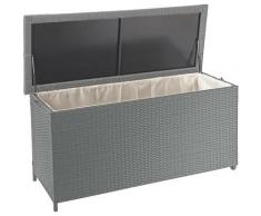 Coffre à coussins en polyrotin, HHG-570, coffre jardin ~ Premium gris, 63x135x52 cm, 320l