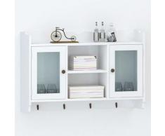 Vitrine murale avec étagère de Livre / DVD / Verre en MDF Blanc