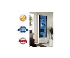 Vitrine murale à poser LED - Neo V - 60 cm x 190 cm x 40 cm - Blanc et noir - Livraison gratuite