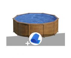 Kit piscine acier aspect bois Gré Sicilia ronde 3,20 x 1,22 m + Bâche à bulles