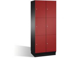CP Armoire à casiers CAMBIO avec portes en acier - 6 casiers, largeur 800 mm - corps gris