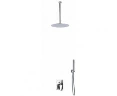 Set pour douche double fonction modéle slim avec douchette à main et pommeau douche - 25 cm