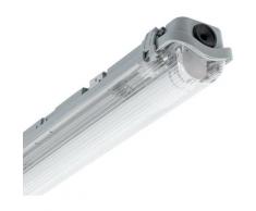 Kit Réglette Étanche Slim PC/PC avec un Tube LED T8 Connexion Latérale 1200mm 18W Blanc Chaud 2800K