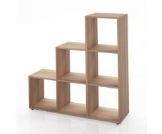 Vicco - Étagère escalier cloison de séparation 6 compartiments 105 cm Sonoma