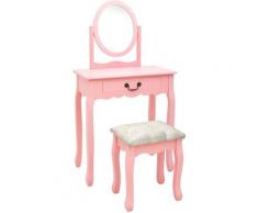 Coiffeuse et tabouret Rose 65x36x128 cm Bois de paulownia MDF