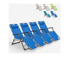 4 transats plage et jardin pliants multi-positions Emily Lux Zero Gravity | Bleu