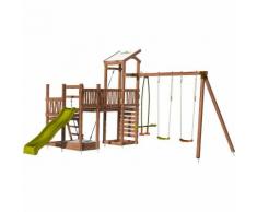 Aire de jeux pour enfant 3 tours avec pont et portique - CRAZY Bridge sans option