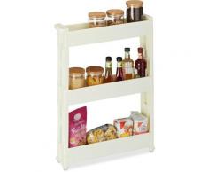 Relaxdays - Étagère de cuisine à roulettes, 3 niveaux, rangement étroit, salle de bain, HLP 76 x 55