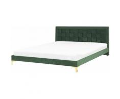 Lit double en velours vert 180 x 200 cm LIMOUX