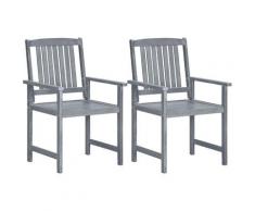 Chaises de jardin 2 pcs Gris Bois solide d'acacia