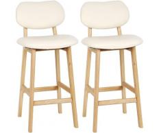 Tabouret de bar Tabouret de bar en bois avec dos Tabouret Tabouret de comptoir simili cuir blanc