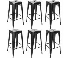 Lot de 6 Tabouret de Bar Tabouret Haut Industriel Metallique Repos-pied pour Cuisine Salon Comptoir