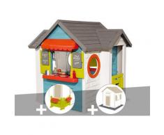 Cabane enfant Chef House + Espace jardin + 2 Sets de 6 dalles - Smoby