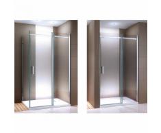 Paroi de douche fixe et porte coulissante DX806A en verre véritable traitement Nano - largeur