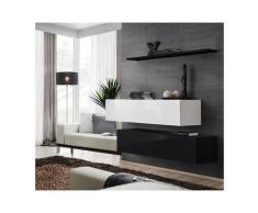 Ensemble meubles de salon SWITCH SBII design, coloris noir et blanc brillant. - Noir