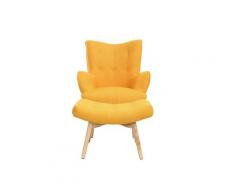 Fauteuil design scandinave son repose pied bois BRISTOL - Jaune