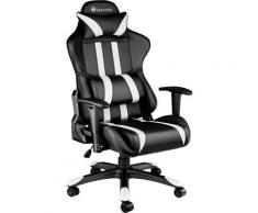 Tectake - Chaise Gamer RACING SPORT avec Coussins - Hauteur Réglable - Inclinable Pivotante Noir