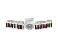 Comptoirdelabougie - Brûle-Parfum & 12 Flacons d'Huiles 10ml Blanc