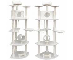Arbre à chat Griffoir Sophie Grand 205 cm Sisal Naturel Arbre de Jeu et Escalade Blanc