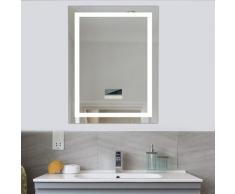 ®Miroir de salle de bain 80 * 60 miroir de salle de bain LED dimmable avec Bluetooth anti-buée