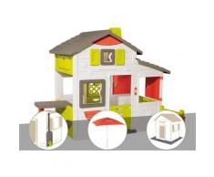 Cabane enfant Neo Friends House + Récupérateur d'eau + Parasol + 3 Sets de 6 dalles - Smoby
