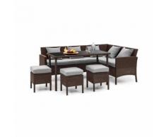 Blumfeldt Titania Lounge Salon de jardin complet polyrotin marron & gris clair