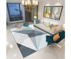 Norcks - Tapis Deco Maison Tapis antidérapant Lavable à Motif géométrique Bleu Gris Blanc Salon