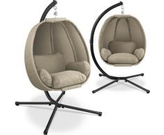 ® Fauteuil suspendu de luxe avec structure et coussin d’assise moelleux, rembourrage latéral,